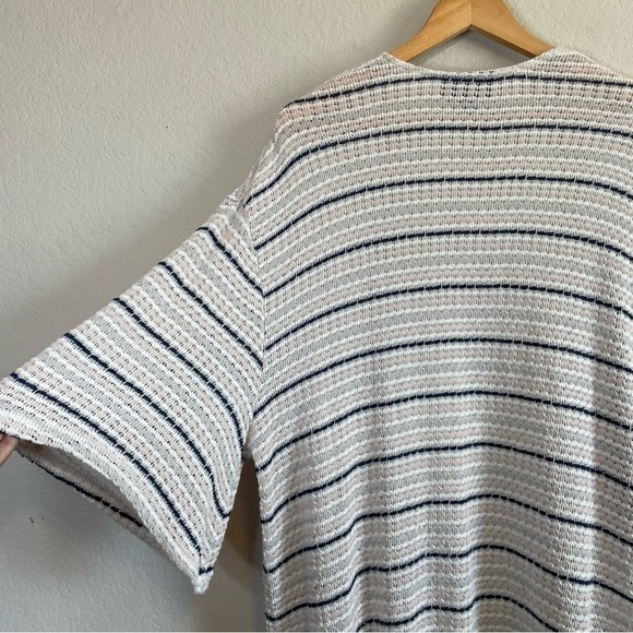 Lane Bryant Longline White Pink Blue Open Front Cardigan Kimono Size 14/16 - Picture 6 of 9